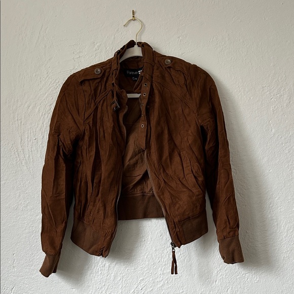 Forever 21 Jackets & Blazers - Forever 21 Brown Faux Suede Bomber Jacket